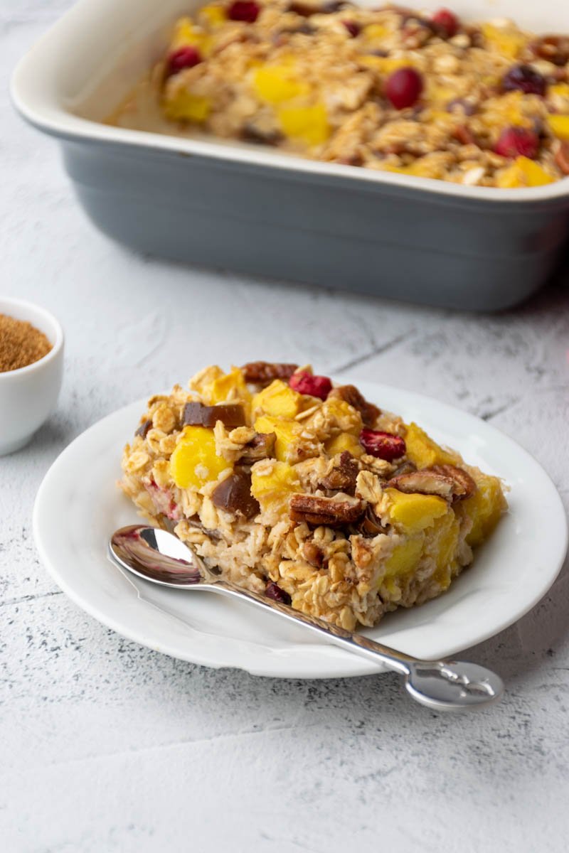 baked oatmeal on a white plate